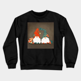 Two Autumn Tomte with Long White Beards and Knitted Hats Crewneck Sweatshirt